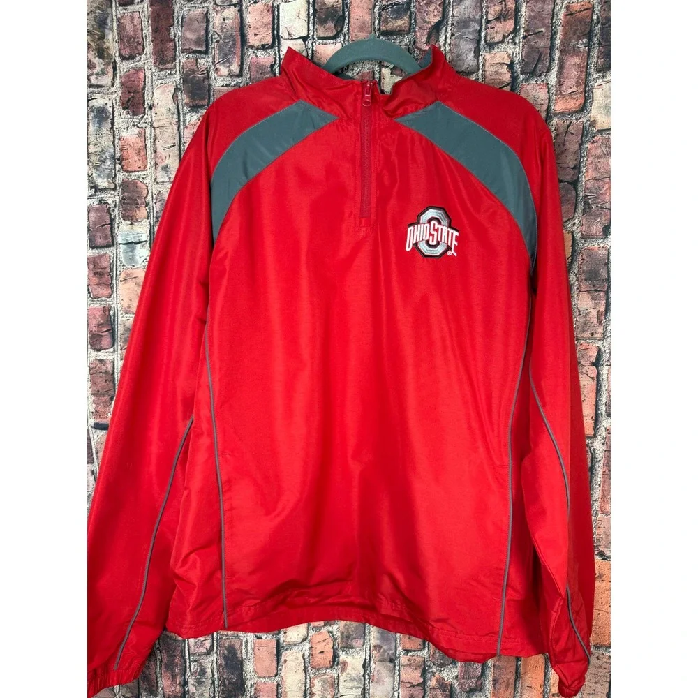 Ohio State Buckeyes Mens LG Red Quarter Zip Windbreaker Jacket Varsity Apparel